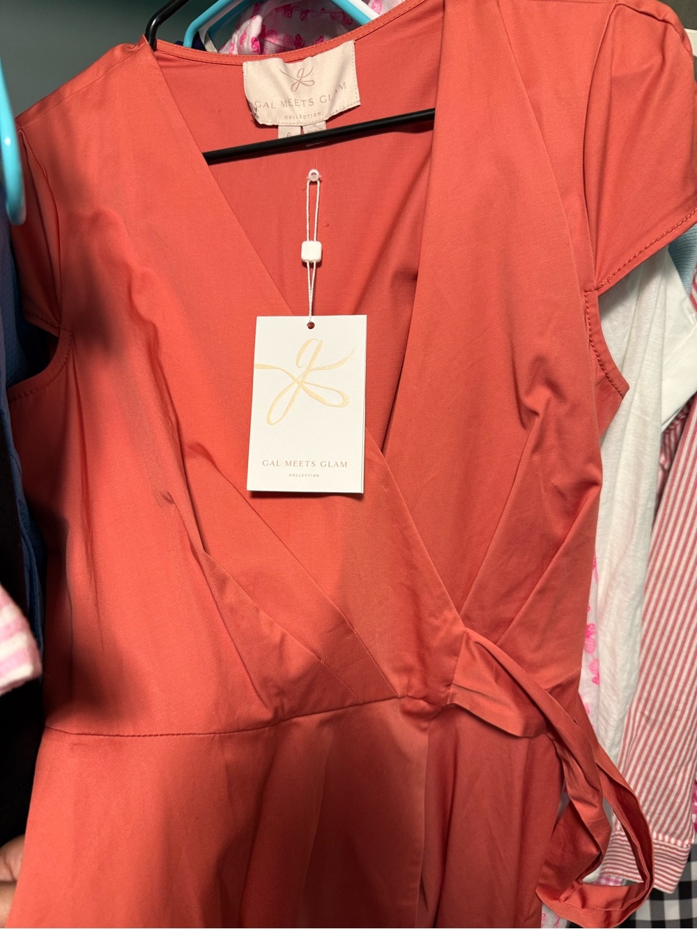 Gal Meets Glam Coral Wrap Dress